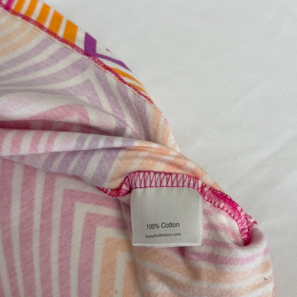 Hanna Andersson Girls Size 100 4T Pink Orange Chevron Cotton Ruffle Sundress - Picture 7 of 7